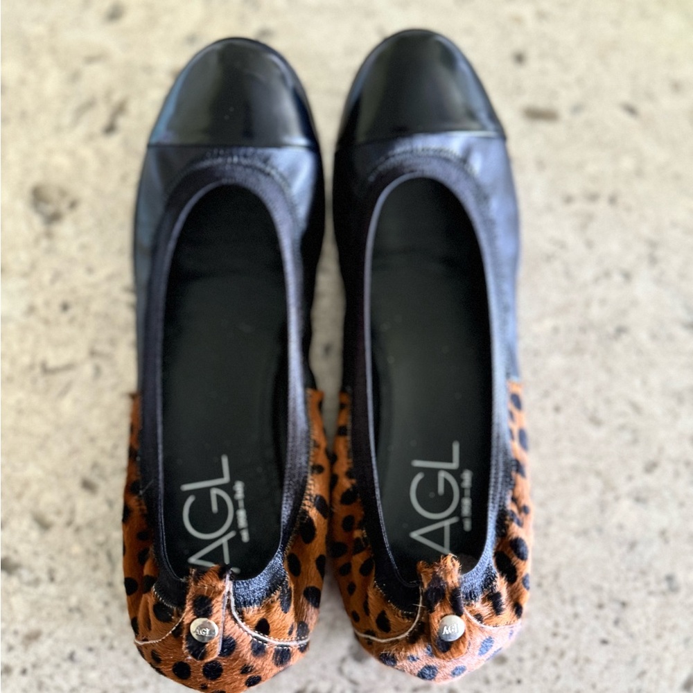 NWOT Attilio Giusti Leombruni Animal Print Italian Ballet Flats 8 U.S./38 Eur